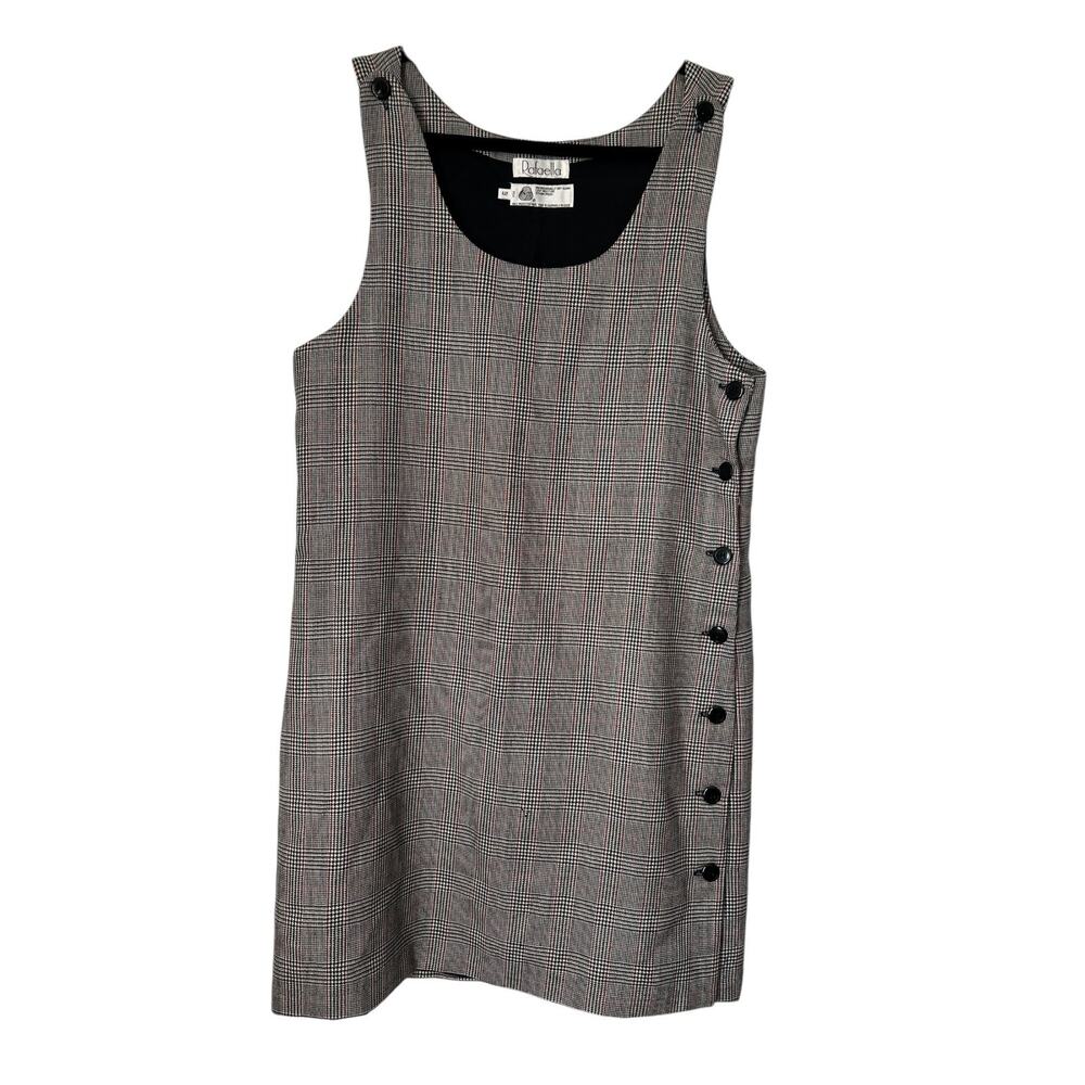 Rafaella Jumper Dress Size 12 Houndstooth Plaid‎ Worsted Wool Sleeveless Shift